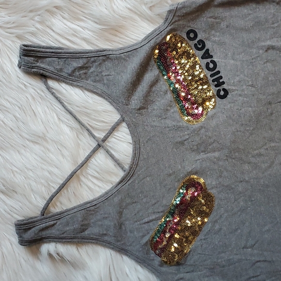 PINK VS Chicago hot dog sequin tank top - Picture 4 of 7